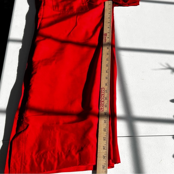 New MariAnna Red 100% Silk Utility Shirt Dress Lined Vintage 90s Quiet Luxury 14 - Picture 3 of 9